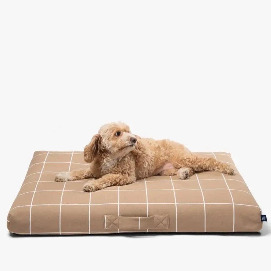 Tan Grid Dog Bed or Bed Cover - Sir Dogwood