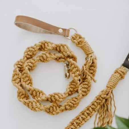 Macrame Leash Mustard - Sir Dogwood