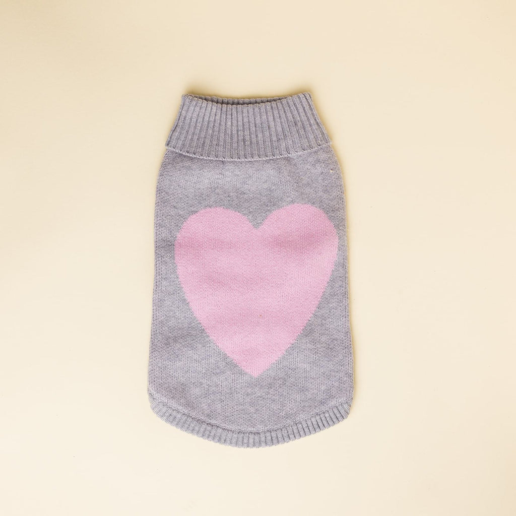 Grey Love Heart Sweater - Sir Dogwood