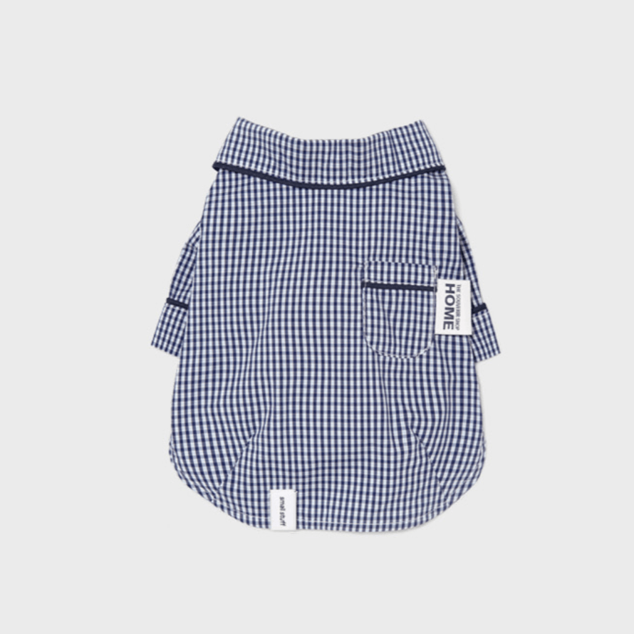 Cotton Check Sleepwear Top Navy - Sir Dogwood